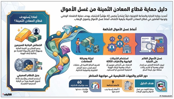 60 مؤشراً للاشتباه بغسل الأموال بقطاع الذهب والأحجار الكريمة